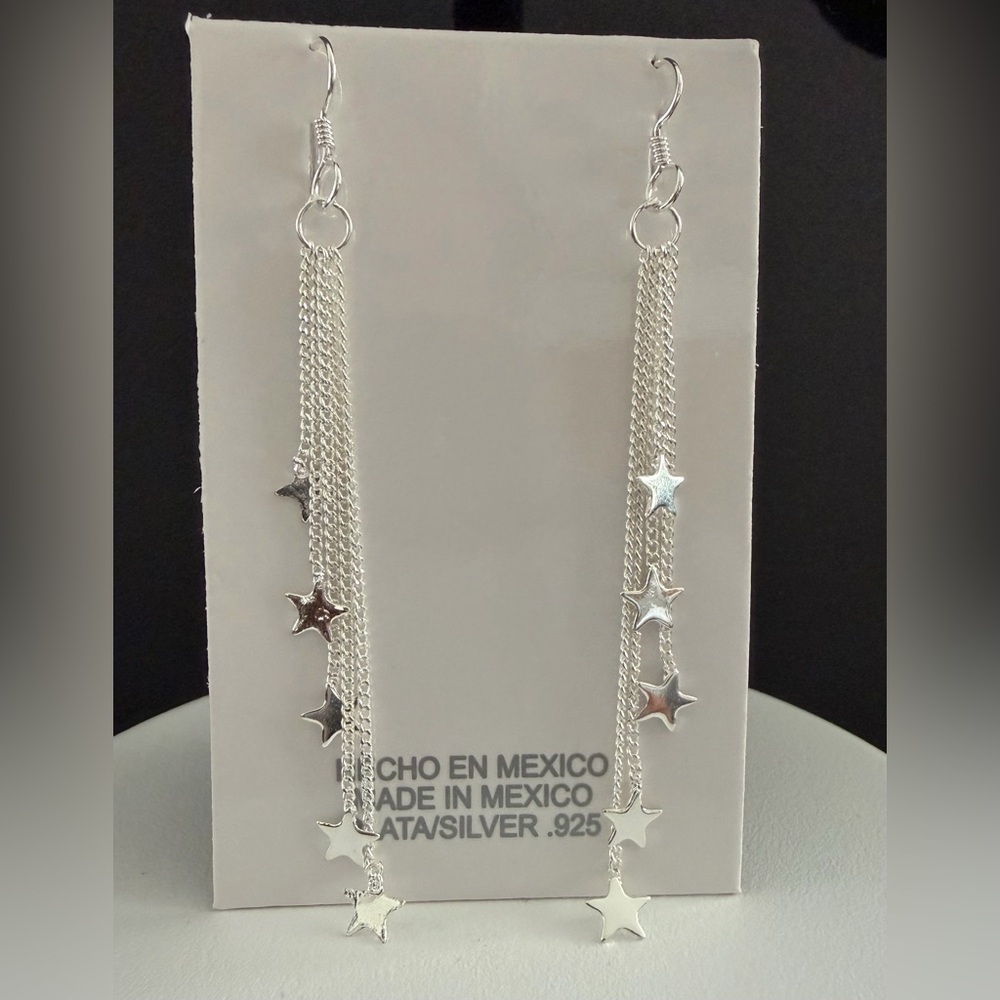 Sterling Silver 925 Star Chain Dangle Earrings $38 each pair